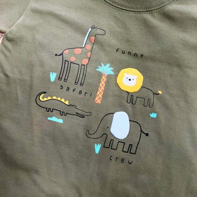  Conj. Camiseta Funny Safari Crew e Bermuda - Verde Musgo